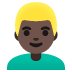 man, dark skin tone, blond hair